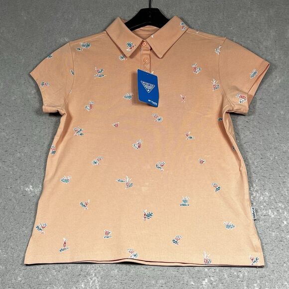 Columbia Polo Shirt Womens Size Medium Sand Point Short Sleeve MSRP $50 - Picture 1 of 11